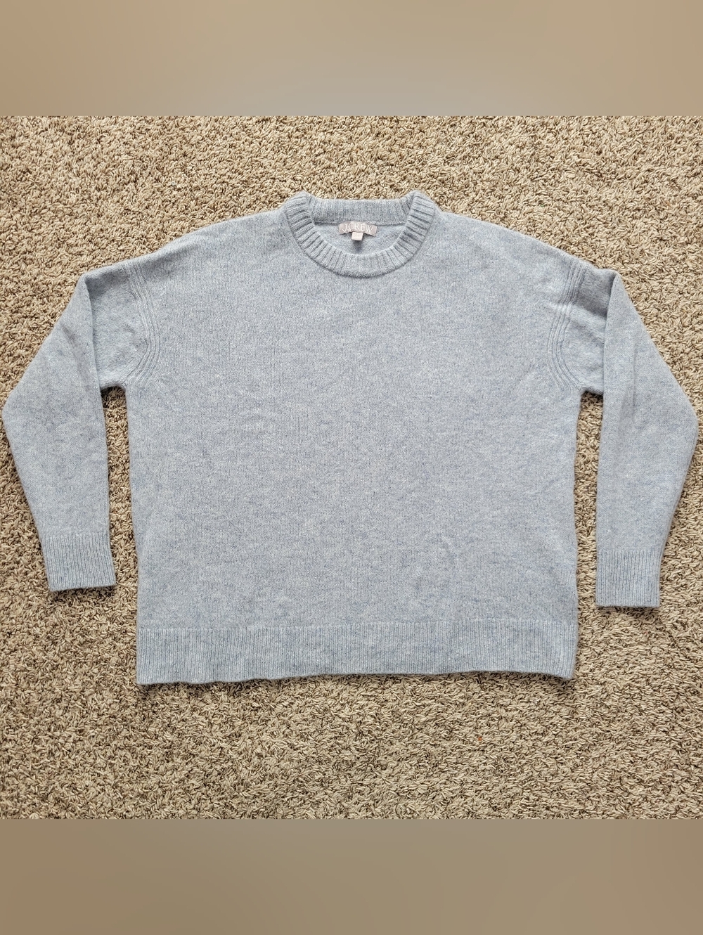 J. Crew Relaxed Crewneck Sweater Lambs Wool Lambswool Crew Neck CB937 Blue Small